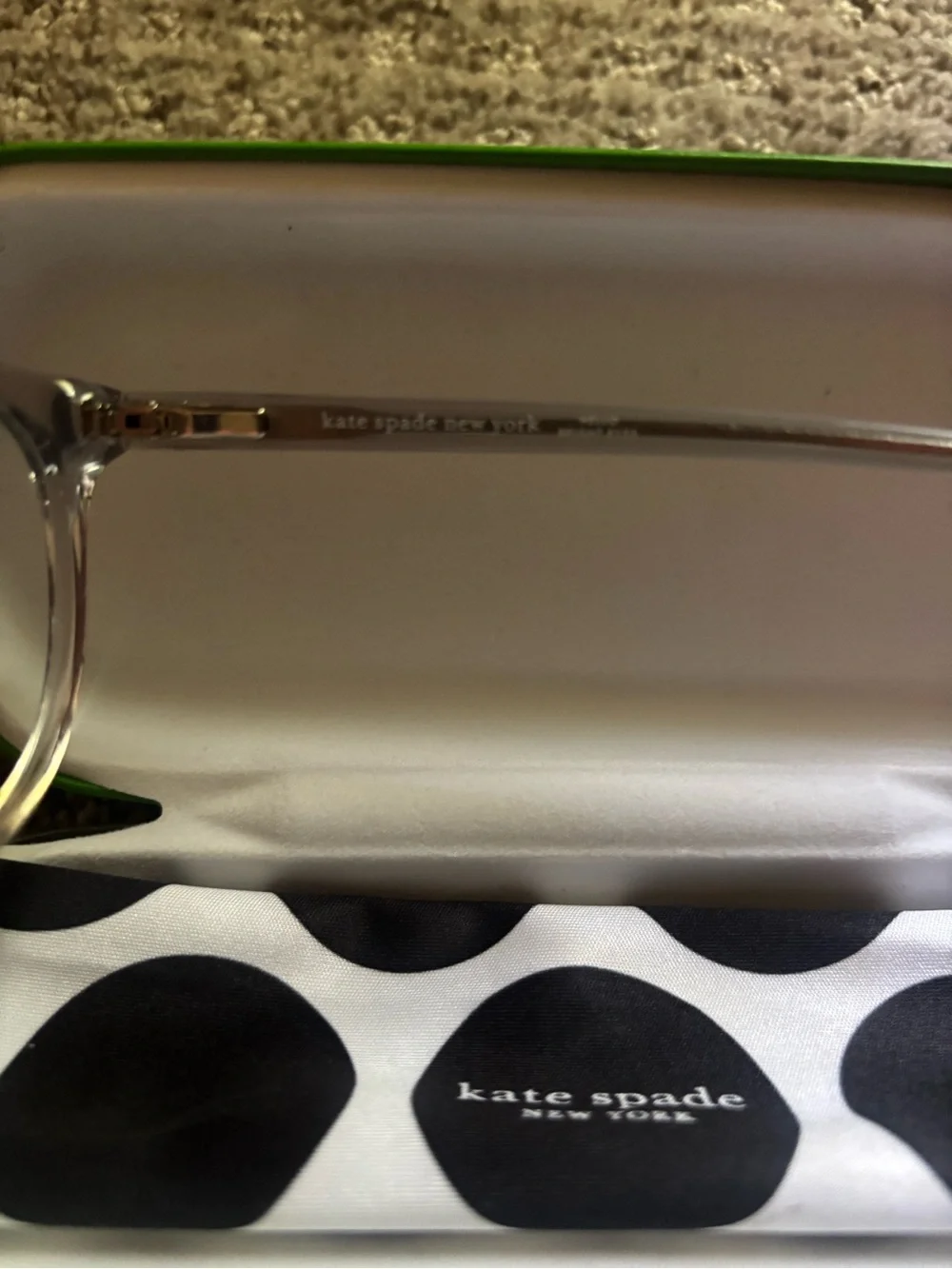 kate spade Eyeglasses + New York Green Hard Shell Travel Case